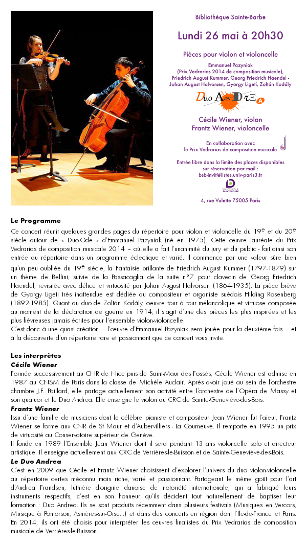 Duo Andrea programme