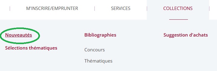 Nouveautés menu sur le site
