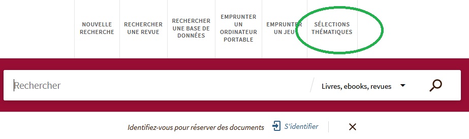 Sélections thématiques Onglet 
