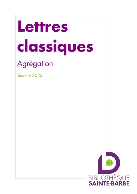 bibliographie lettres classiques agregation 2023