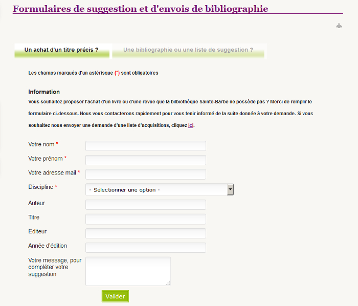 formulaire bibliographies