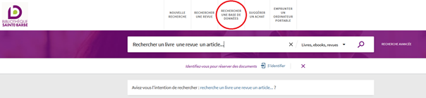 onglet Rechercher une base de donnees site BSB 2022