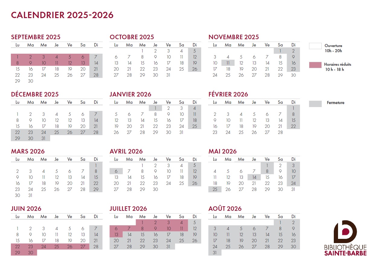 Calendrier 2025 26 sans dimanches