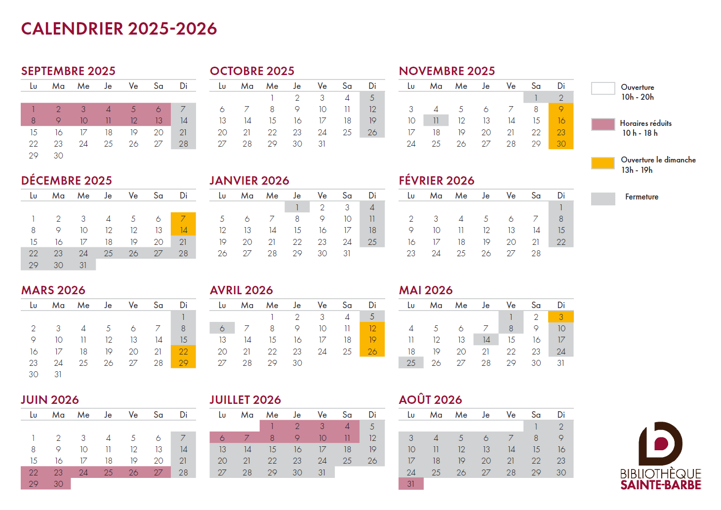 Calendrier 2026 dimanches printemps final